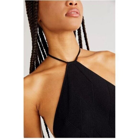 Free People Beach Dress L Black Kristy Halter Knit Sweater Midi Dress Revolve - Picture 14 of 15